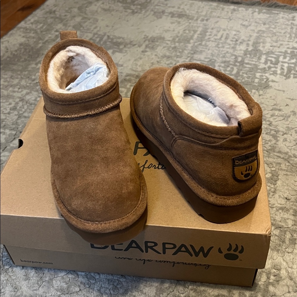 BearPaw Tan Suede Slip-On Boots
